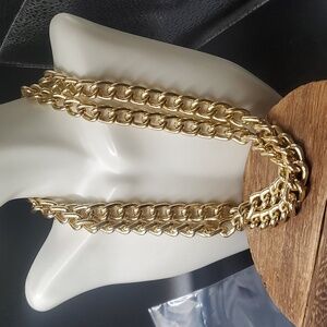 Chunky gold‎ tone estate chain necklace  N3440